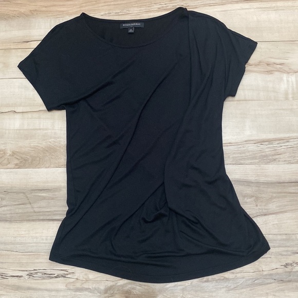 Banana Republic Womens M Black Faux Wrap feel Blouse. - Picture 6 of 8